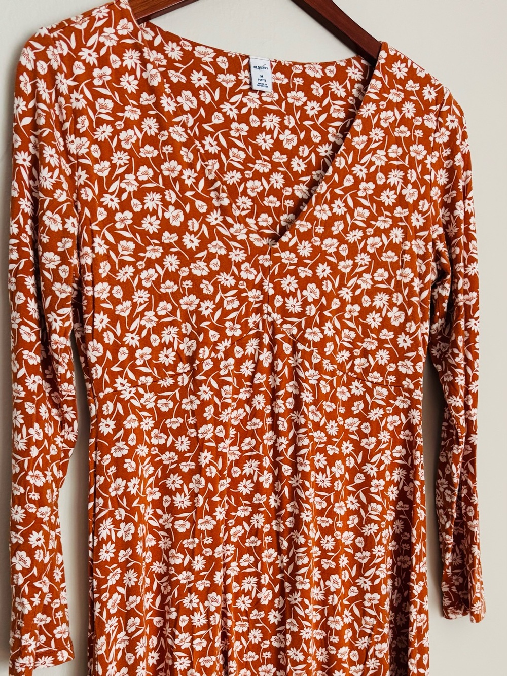 Old Navy Rust and White Floral Midi Dress boho